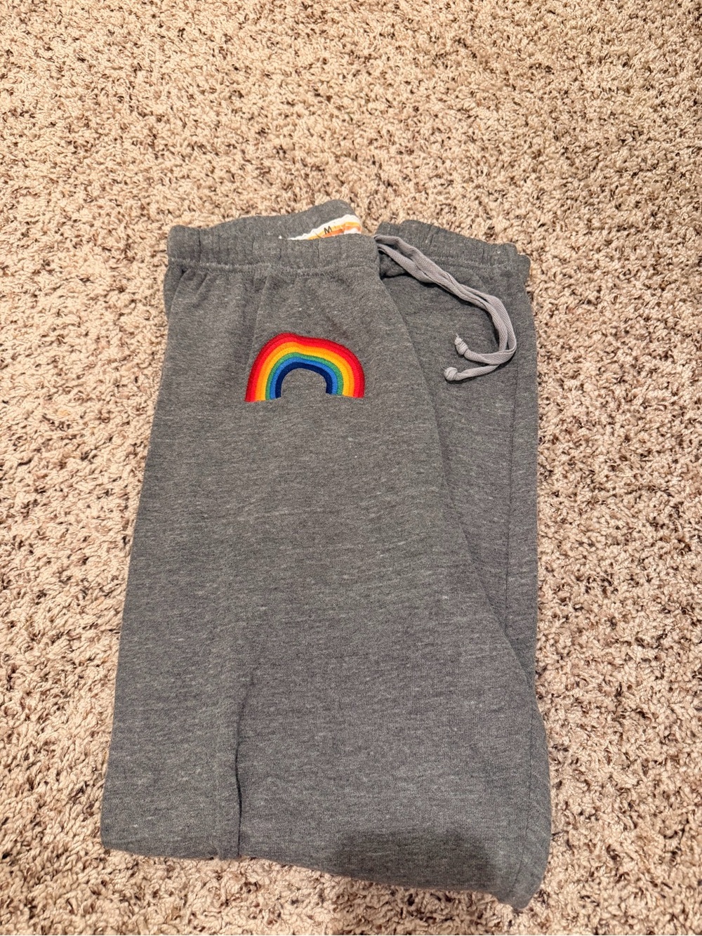 Aviator Nation Gray Sweatpants with Rainbow Patch